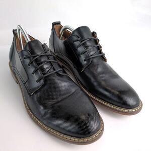 Steve Madden Nytro Men's 9.5 Black Derby Dress Shoes Textured Dots PU Leather